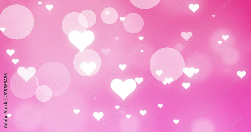 Image of dots and hearts on pink background