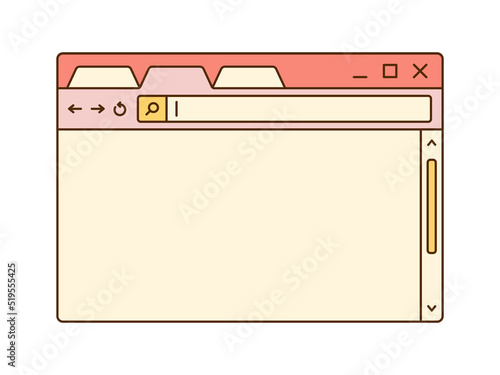 Vector retro browser. Empty design template. Nostalgic UI. Retro vaporwave computer interface.