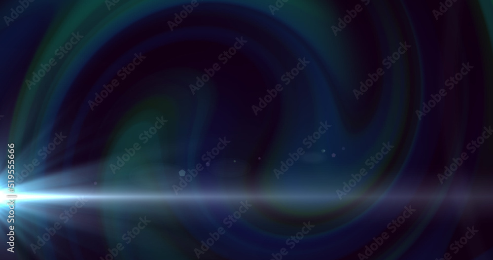 Image of blue and white mesh structure over blue and white lights on black background