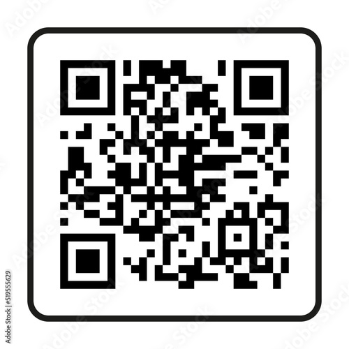 Sample vector QR code for smartphone scanning isolated on white background.