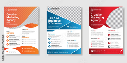 Corporate creative business marketing flyer template bundle, business poster layout, digital marketing agency flyer set, advertising flyer, abstract business promotion flyer or vector template design