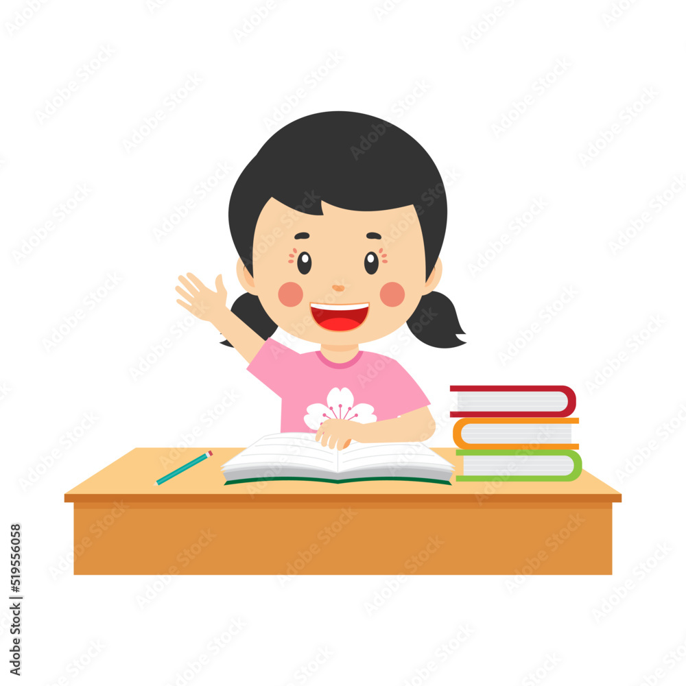 Happy Cute Kid Study Homework with Idea Happy Cute Kid Study Homework with Idea