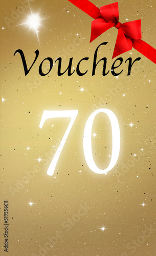 Voucher Gutschein mit Jubiläumszahl 70