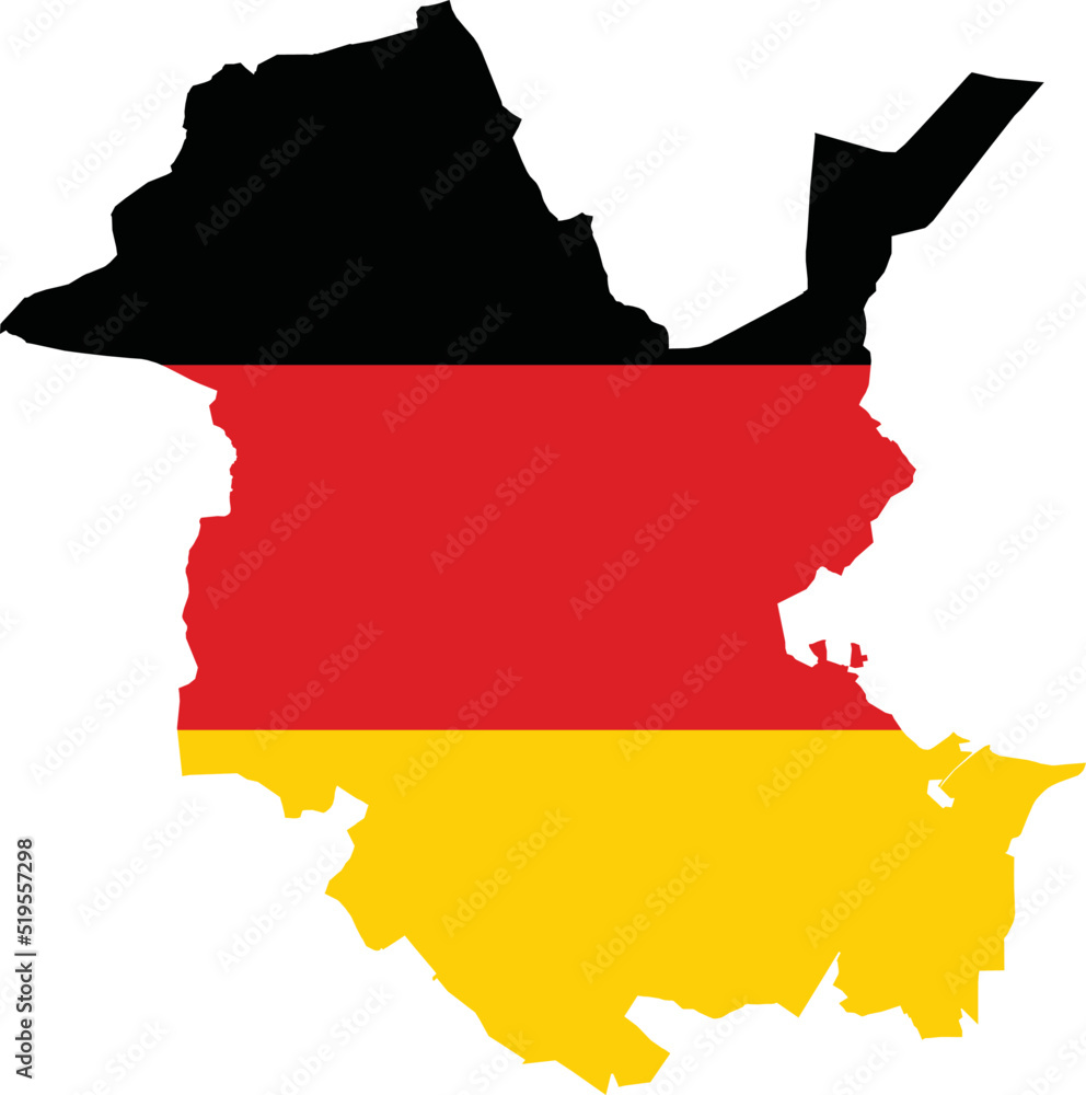 Obraz premium Simple flat blank vector flag map of the German regional capital city of POTSDAM within the flag of GERMANY