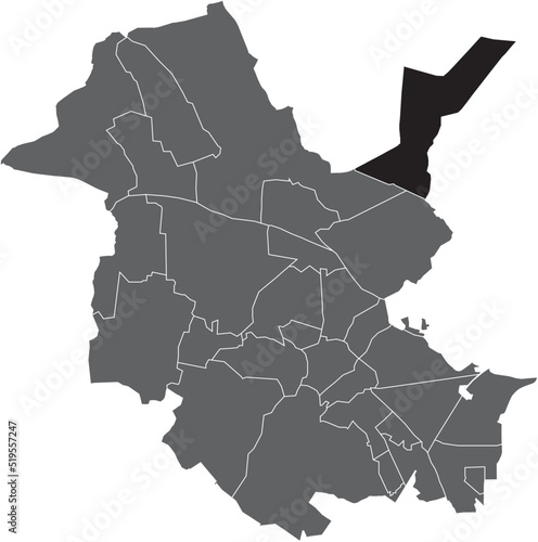 Black flat blank highlighted location map of the GROSS GLIENICKE DISTRICT inside gray administrative map of Potsdam, Germany