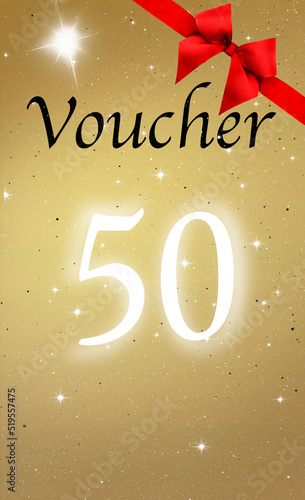 Voucher Gutschein mit Jubiläumszahl 50