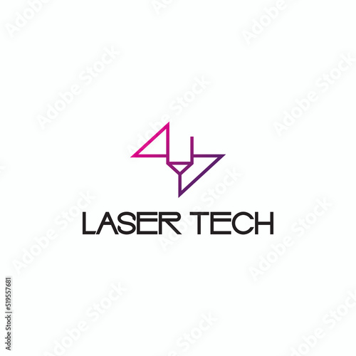 
Illustration consisting of an image of a laser cutting machine in the form of a symbol or logo