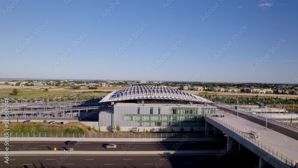sideways aerial of the highway in Montpellier, France. sideways aerial of the highway in Montpellier, France.