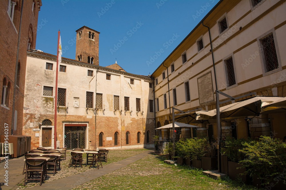 A medieval square in the historic centre of Treviso, Veneto, Italy
