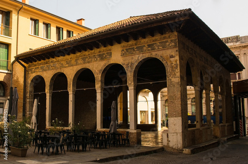 The medieval Loggia dei Cavalieri - a thirteenth century Byzantine influenced loggia in the historic centre of Treviso, Veneto, north east Italy 