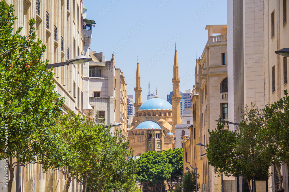 Beautiful view of Mohammad Al-Amin Mosque and Downtown in Beirut, Lebanon