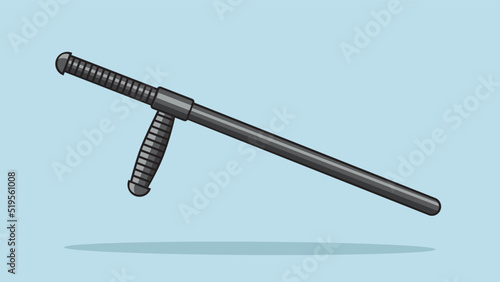 Black Rubber Police Baton or Nightstick vector illustration