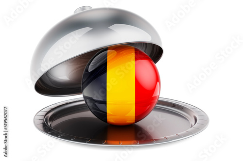 Restaurant cloche with Chadian flag. 3D rendering photo