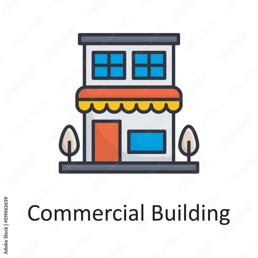 Obraz premium Commercial Building vector filled outline Icon Design illustration. Miscellaneous Symbol on White background EPS 10 File