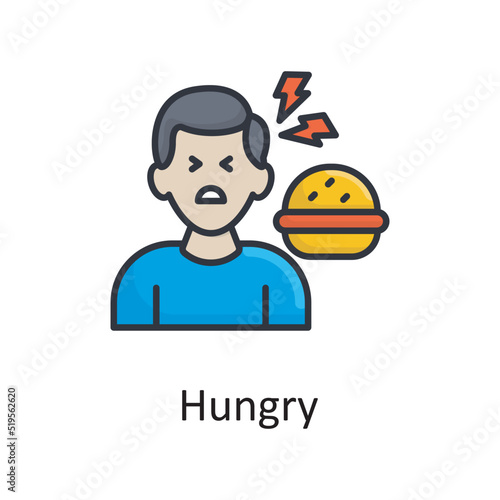 Hungry vector filled outline Icon Design illustration. Miscellaneous Symbol on White background EPS 10 File