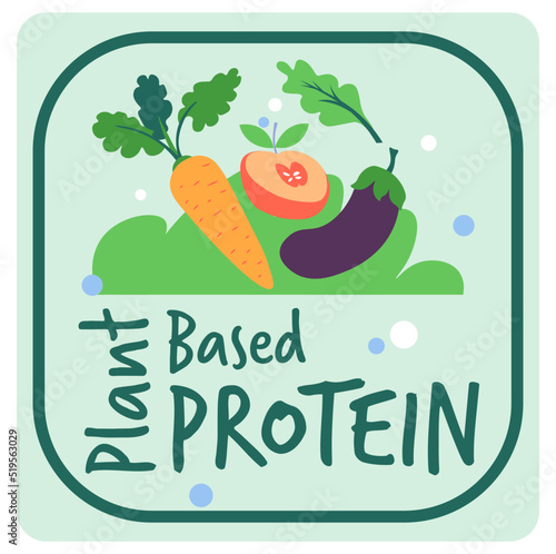 Plant based protein, food label or emblem vector
