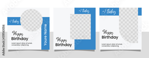 Minimalist Birthday concept banner social media post template