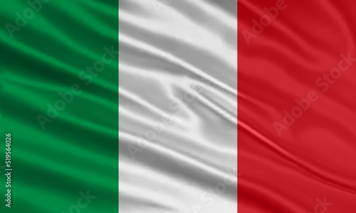 Italy flag design. Waving Italy flag made of satin or silk fabric. Vector Illustration.