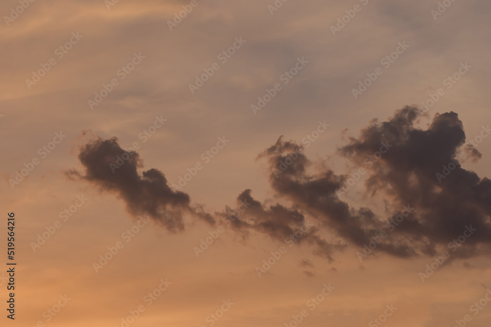 Sunset sky orange yellow color clouds background nature in the evening