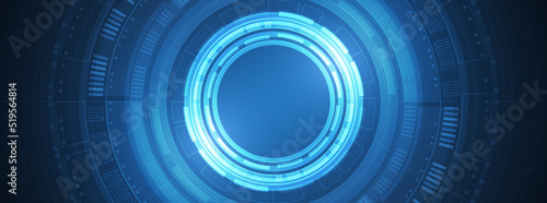 Abstract circle digital background, smart lens technology, overlap layer, design concept