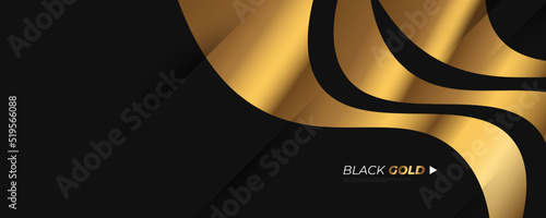 Luxury Black and Gold Background in Paper Cut Style with Glitter and Light Effect. Premium Black and Gold Background for Award, Nomination, Ceremony, Formal Invitation or Certificate Design