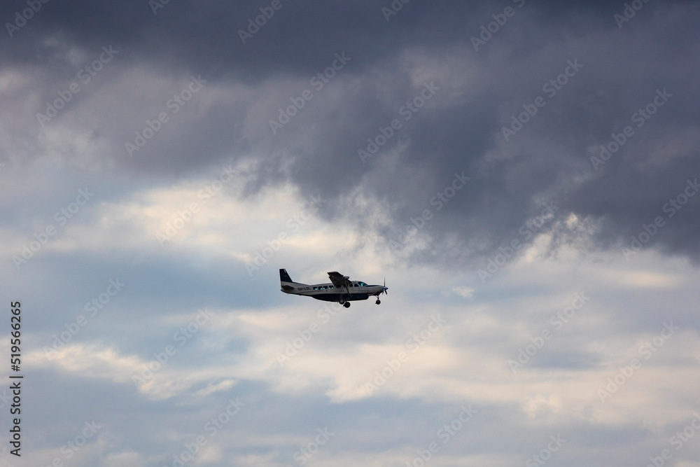 Safari aircraft flying through the sky in eastern Africa Safari aircraft flying through the sky in eastern Africa