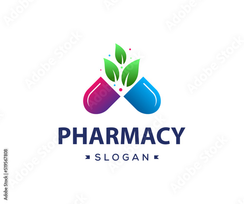 Pharmaceutical capsule medicine logo design. Pill, Drug logo design template. Pharmacy logo design.