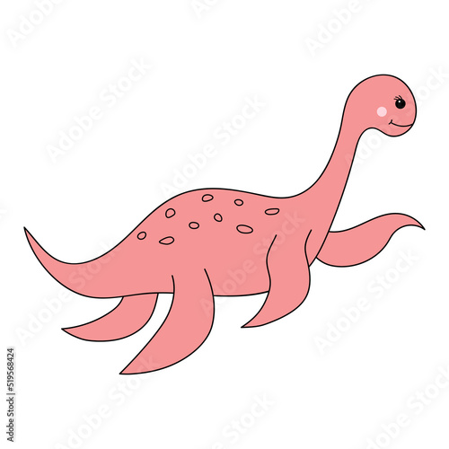 Cute baby dinosaur. Prehistoric character in doodle style.