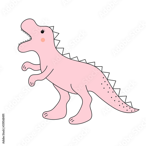 Cute baby dinosaur. Prehistoric character in doodle style.
