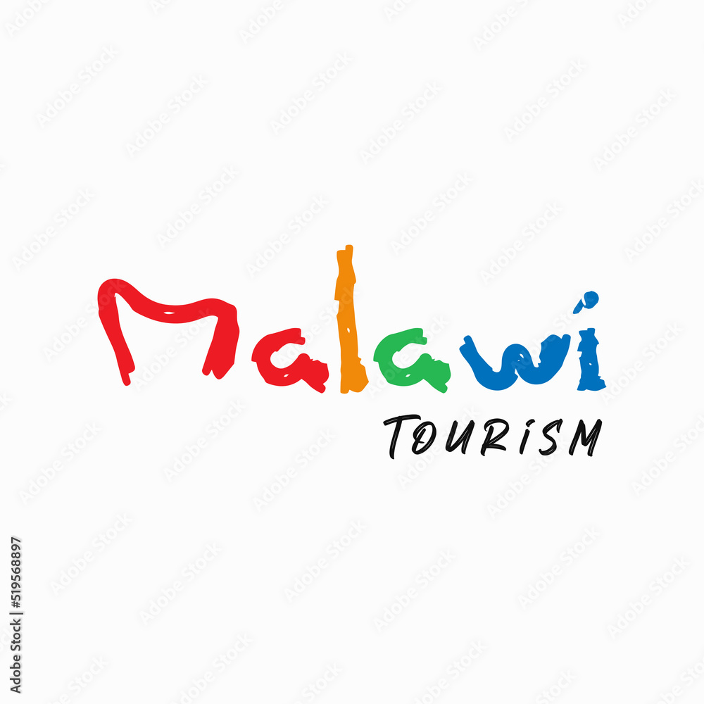 Typography Malawi Tourism logo design vector inspiration. Creative Malawi Icon logo vector design template with colorful, playful and iconic styles isolated on white background. Typography Malawi Tourism logo design vector inspiration. Creative Malawi Icon logo vector design template with colorful, playful and iconic styles isolated on white background.