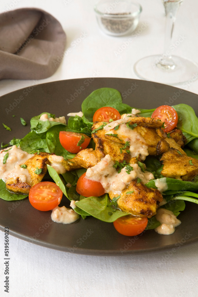 Chickan satay with spinach Chickan satay with spinach