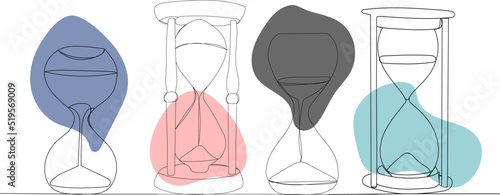 hourglass drawing by one continuous line vector