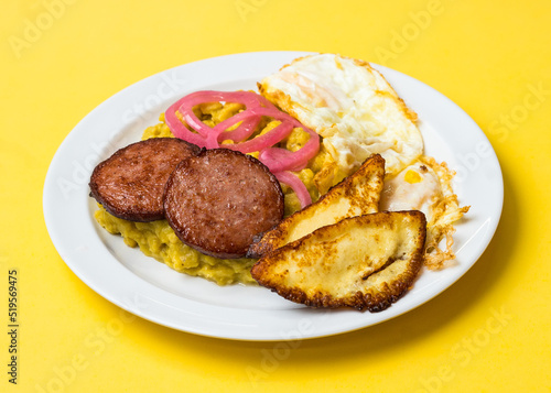 Mofungo with fried eggs