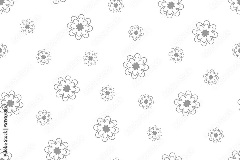 Black flowers line art pattern