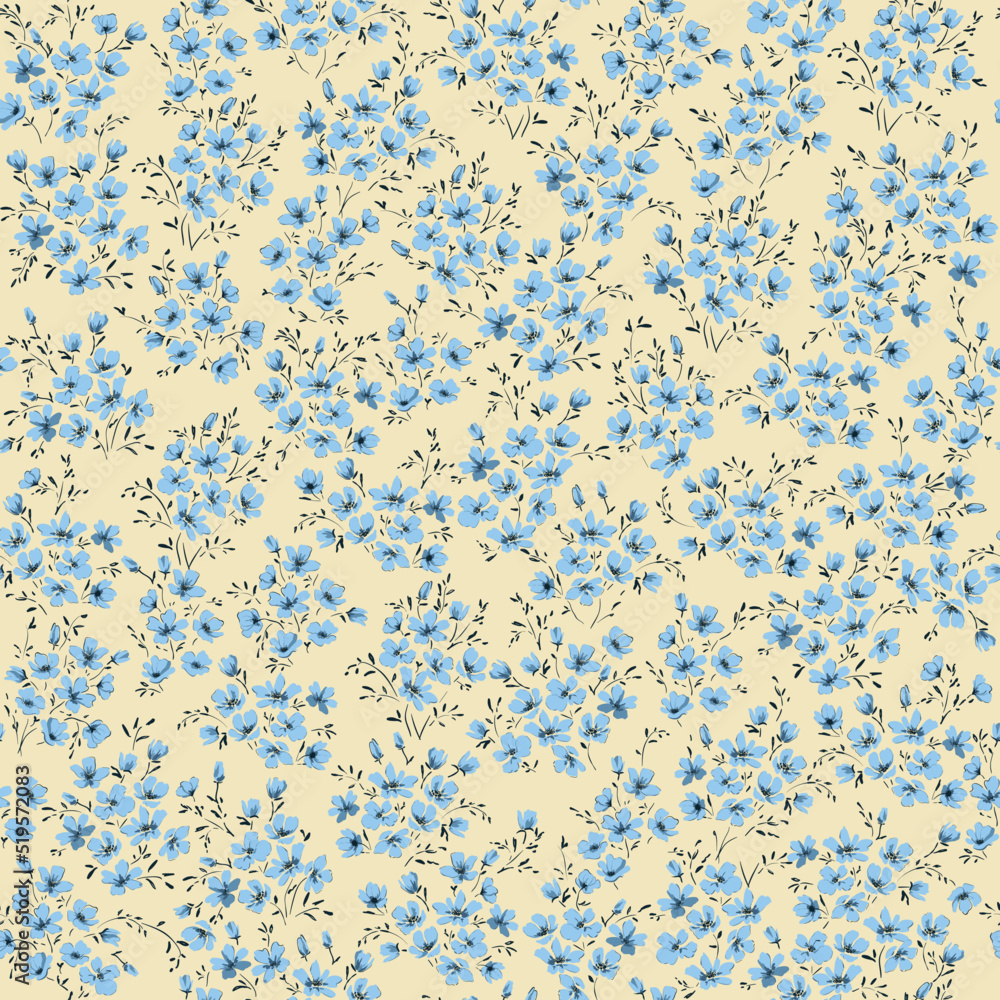 Hand drawn blue flowers. Vector seamless pattern Hand drawn blue flowers. Vector seamless pattern