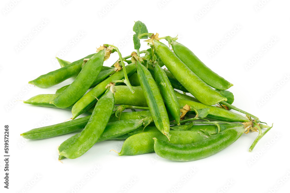 A bunch of green peas on a white background. A bunch of green peas on a white background.