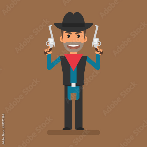 Cowboy robber holding two revolvers