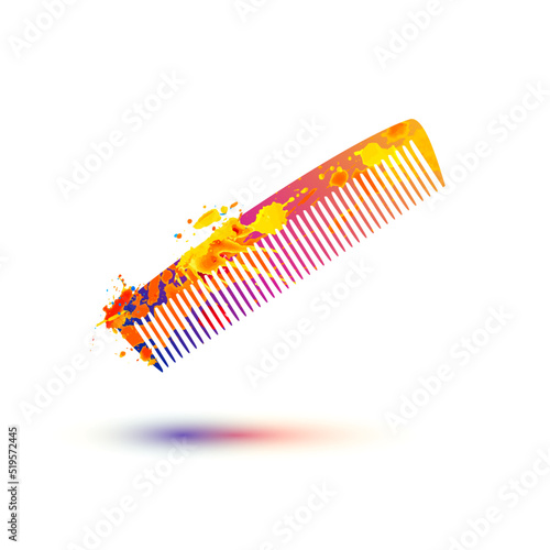 comb vector icon of splash paint for the hairdressing salon