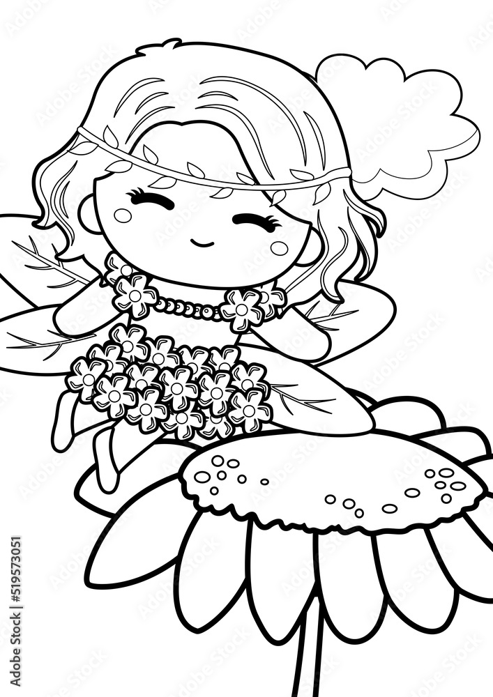 Fototapeta premium Garden Fairies Theme Coloring Pages A4 for Kids and Adult