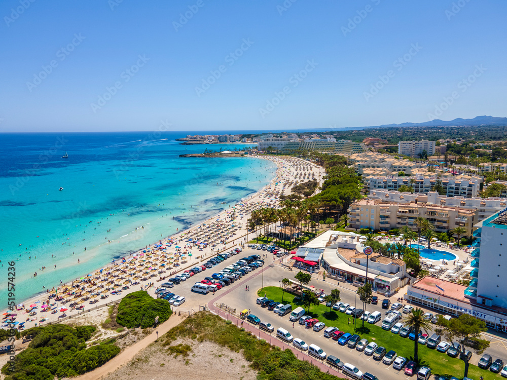 Sa Coma Beach Morning, Drone Photo, Aerial
Mallorca