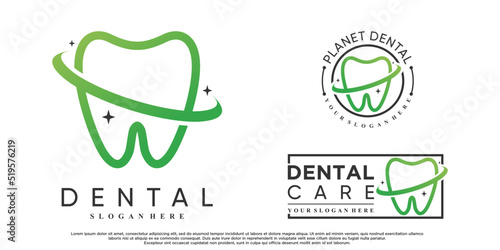 Dental icon set logo design with creative elemant Premium Vector
