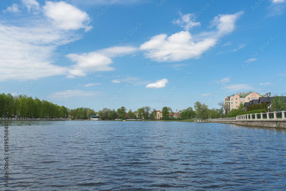 view from pond Verhniy on cityscape of Kaliningrad view from pond Verhniy on cityscape of Kaliningrad