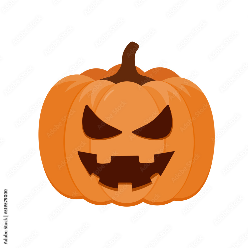 Pumpkin icon on a white background. Orange pumpkin with a smile for your Halloween design. Vector illustration. Pumpkin icon on a white background. Orange pumpkin with a smile for your Halloween design. Vector illustration.