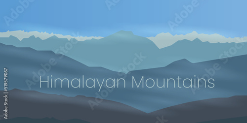 the silhouette of the Himalaya mountains in the clouds with the inscription 