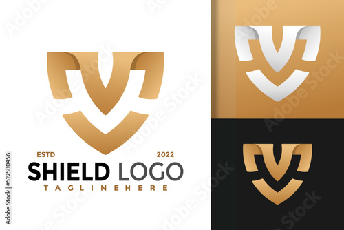 Letter MV or VM Shield Logo Design, brand identity logos vector, modern logo, Logo Designs Vector Illustration Template