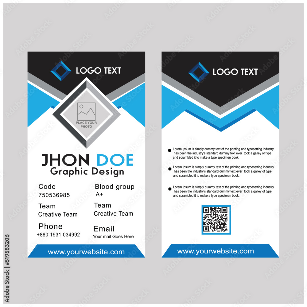 Professional Employee ID card, Best company id card, Business Id Card, Creative Id Card, Flat Id Card, Modern Id Card, Creative Id Card, Corporate id card, Colorful Office Id Card design template.