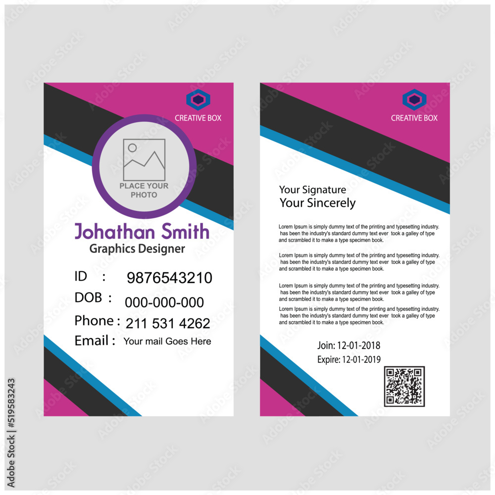 Professional Employee ID card, Best company id card, Business Id Card