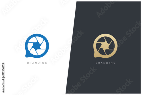 Shutter Chat Multimedia Production Vector Logo Concept