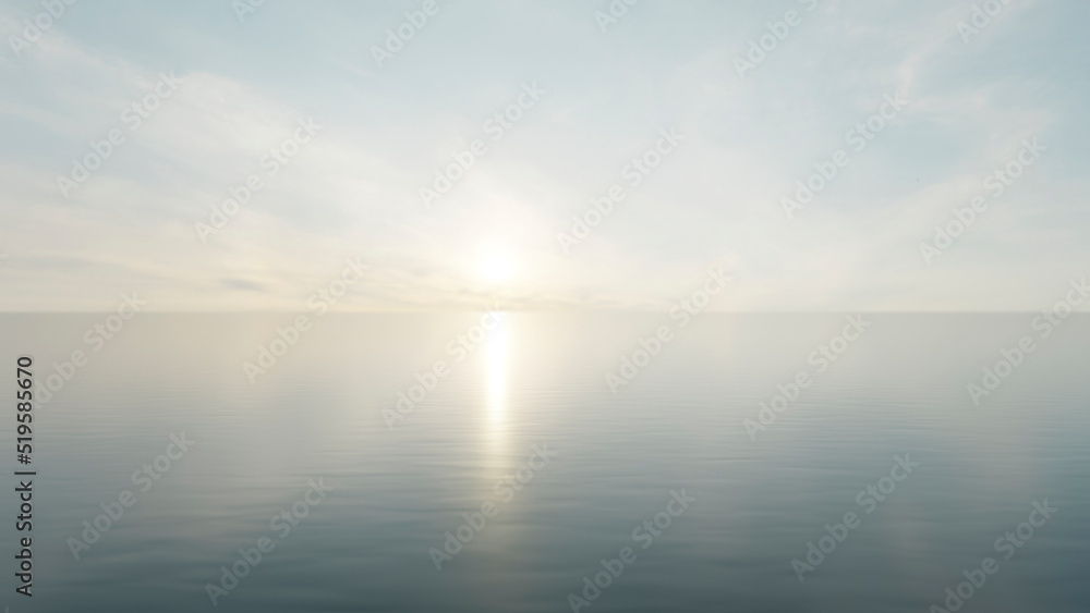 the sky and water are reflections of the setting sun. 3d render