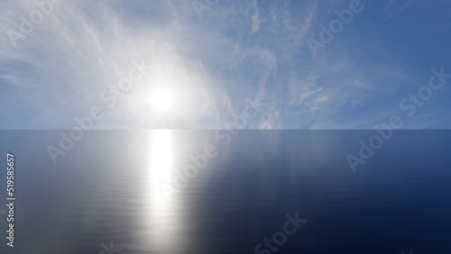 the sky and water are reflections of the setting sun. 3d render